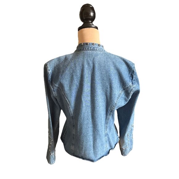 Vintage Stonebridge Womens Size 6 Blue Denim Studded Western Jean Jacket - Picture 6 of 8